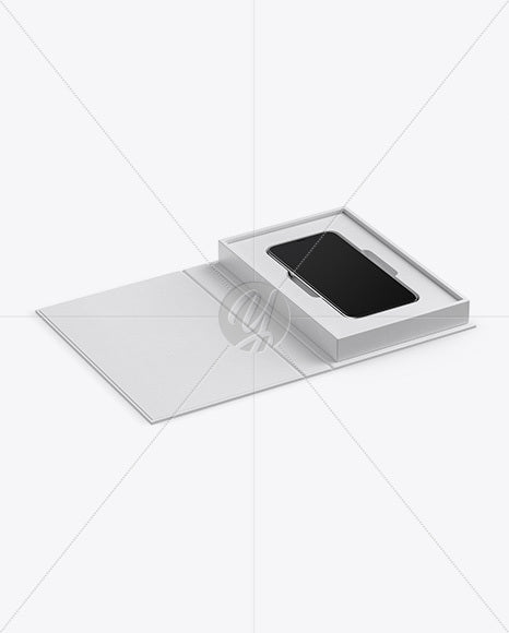 Free Textured Gift Box With Apple Iphone X Mockup - Half Side View