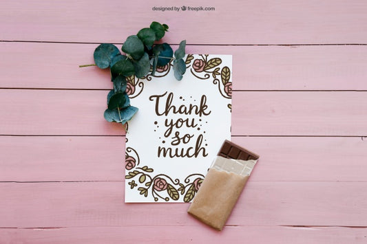 Free Thank You Card And Chocolate Psd