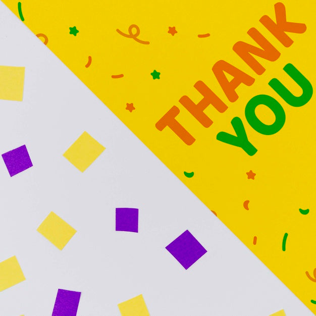 Free Thank You With Confetti And Abstract Geometric Shapes Psd