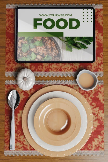 Free Thanksgiving Concept On Table And Tablet Psd