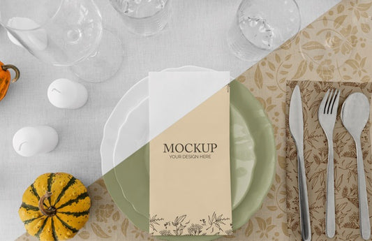 Free Thanksgiving Dinner Table Arrangement With Cutlery And Glasses Psd