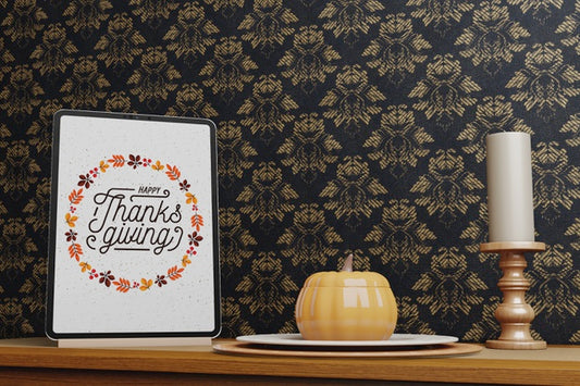 Free Thanksgiving Message On Electronic Device Psd