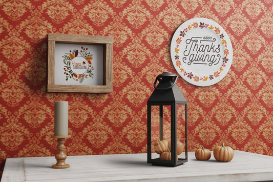 Free Thanksgiving Message On Plate And Frame Psd