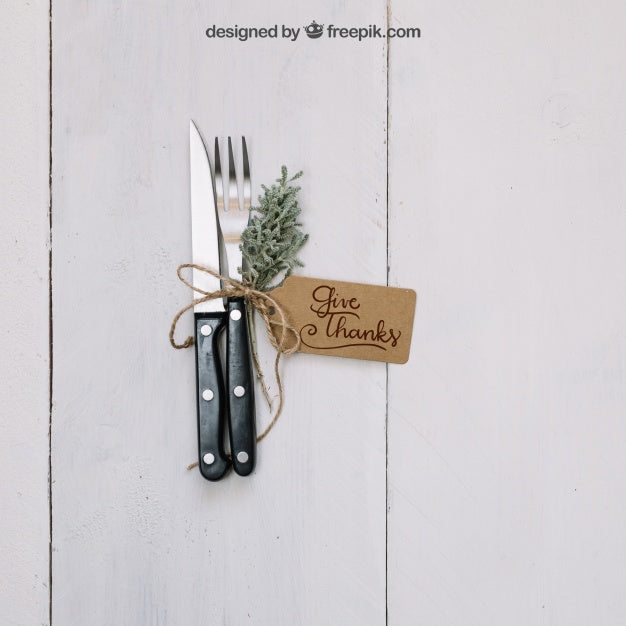 Free Thanksgiving Mockup With Cutlery Psd