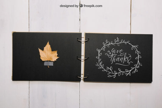 Free Thanksgiving Mockup With Diy Book Psd