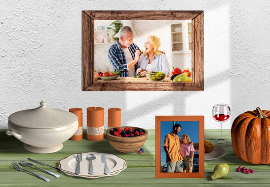 Free Thanksgiving Scene Creator Concept With Family Frame Psd