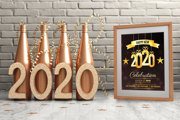 Free Thematic Decorations For New Year Night Psd
