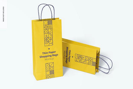 Free Thin Paper Shopping Bags Mockup, Perspective Psd