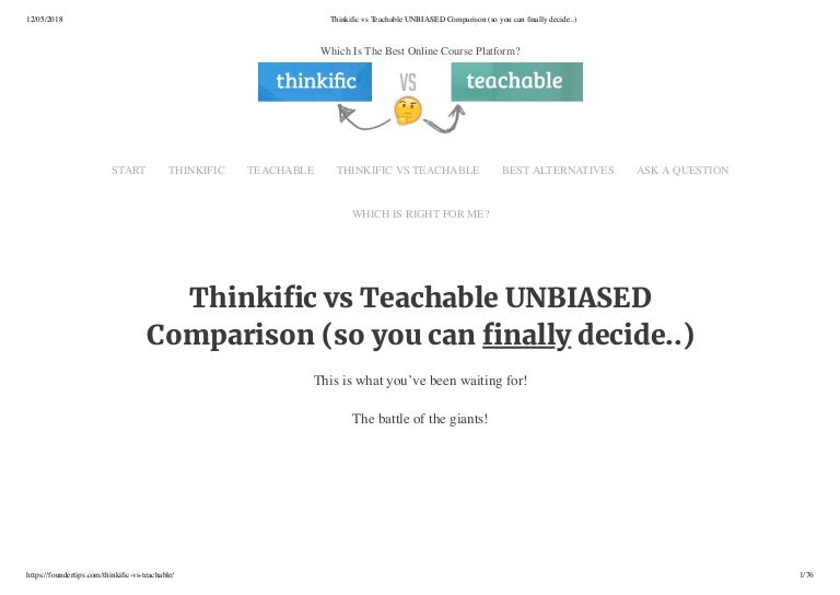 Thinkific vs teachable unbiased comparison