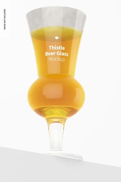 Free Thistle Beer Glass Mockup Psd