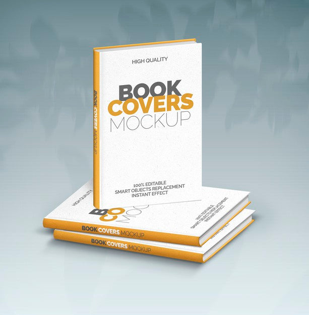 Free Three Book Covers Mockup Psd