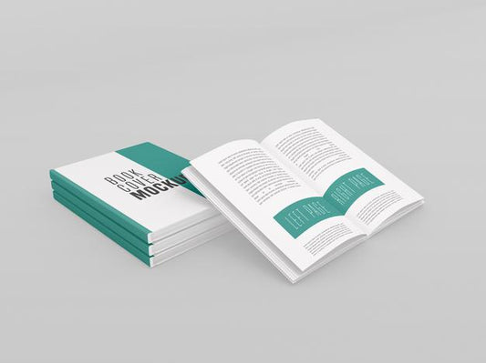 Free Three Hard Cover With Open Book Mockup Psd