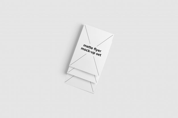 Free Three Matte Flyer Mock Up With White Background Psd