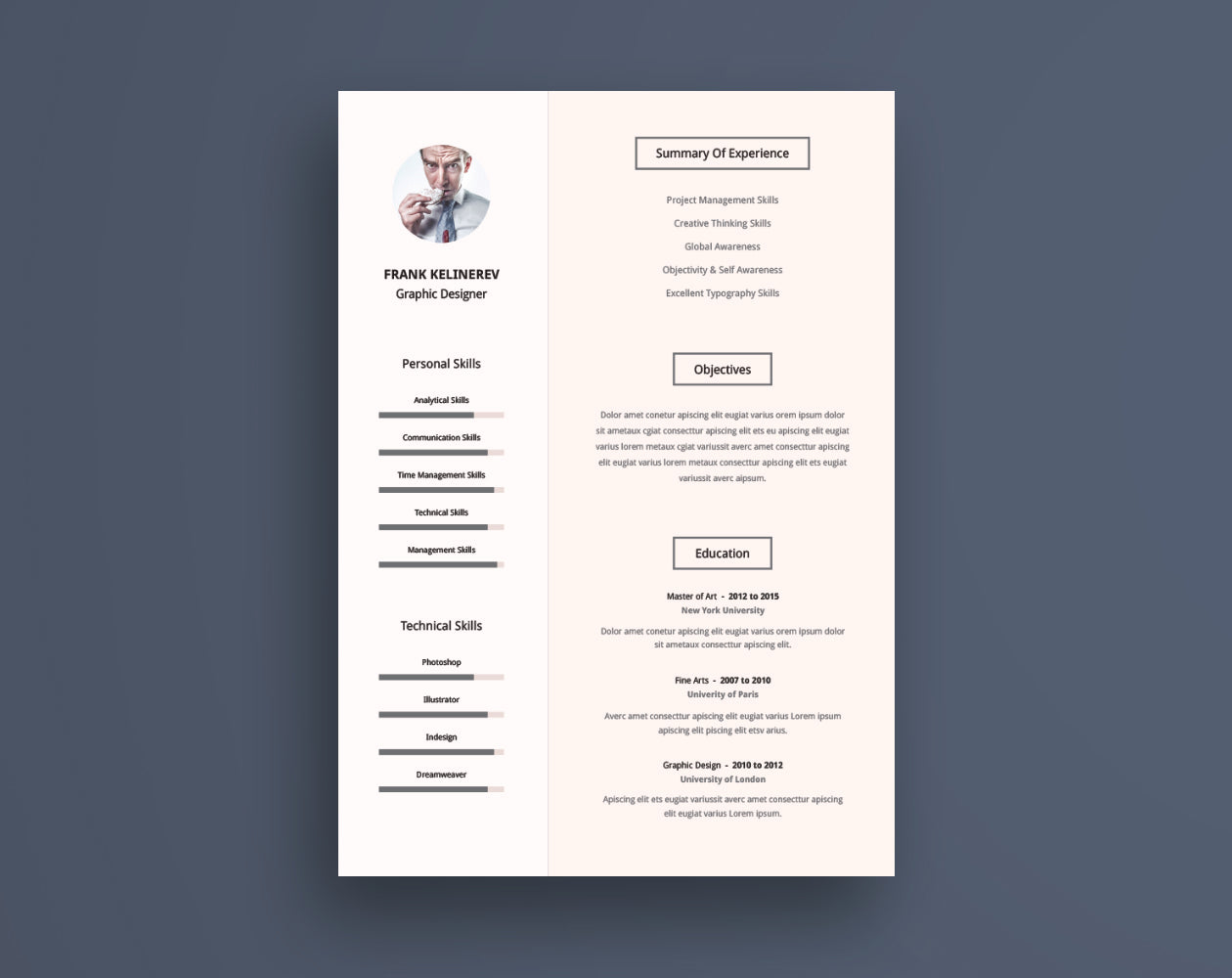 Free Professional Resume CV Template in Illustrator (AI) Format