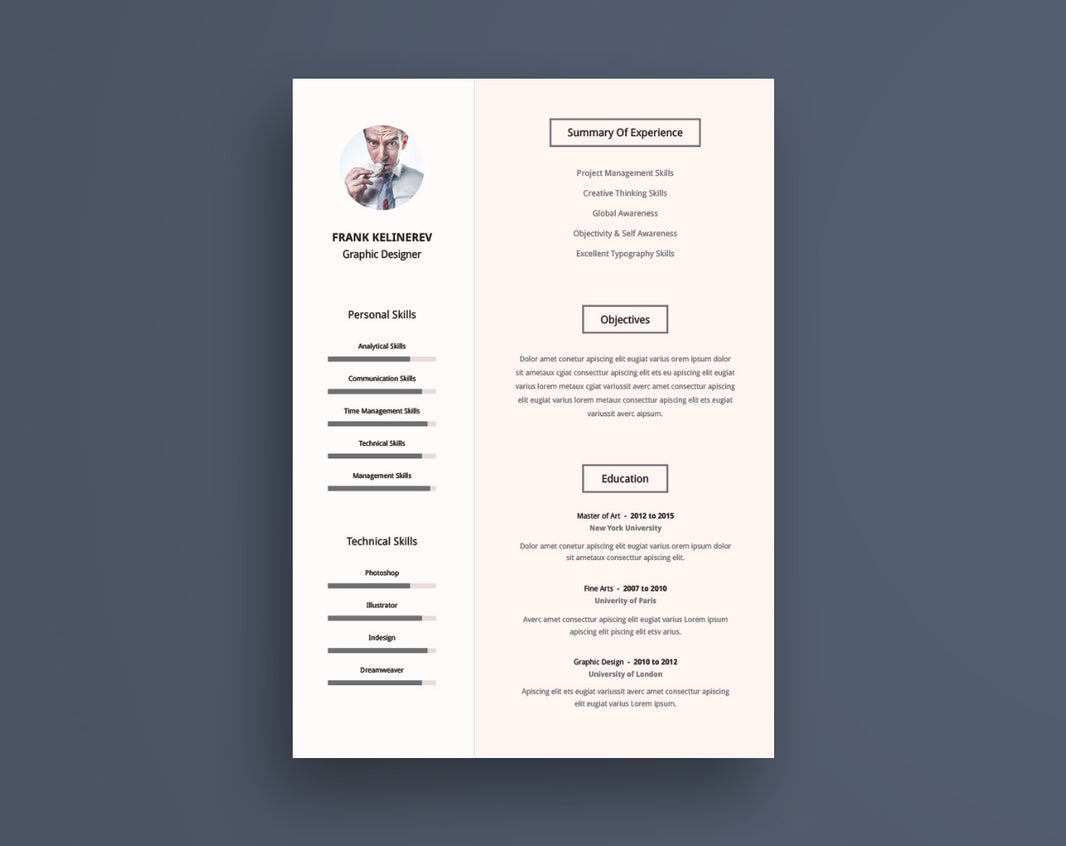 Free Resume Templates in Illustrator (AI) Format – CreativeBooster