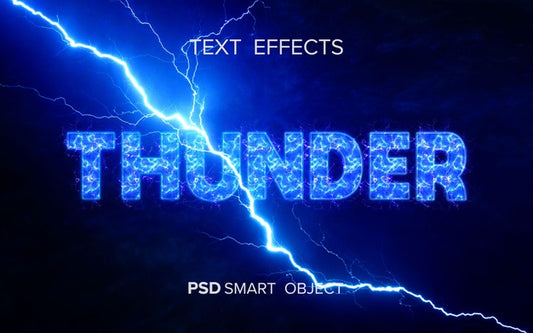 Free Thunder Text Effect Mockup Psd