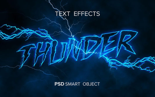 Free Thunder Text Effect Smart Object Psd