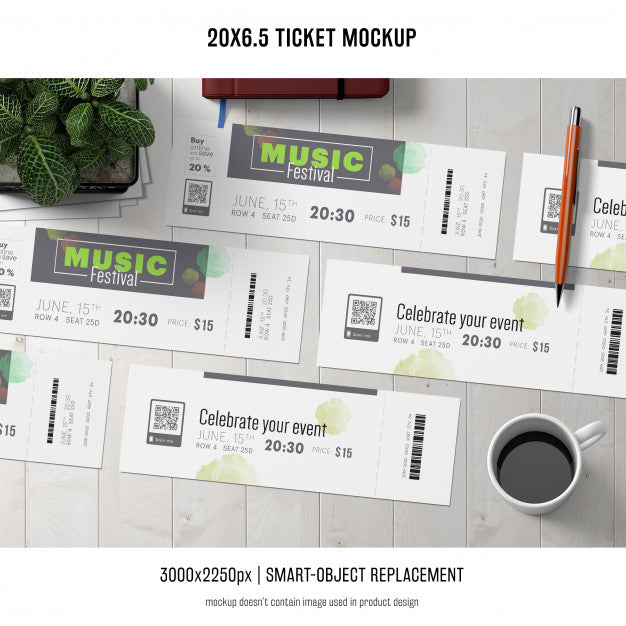 Free Ticket Mockup Psd