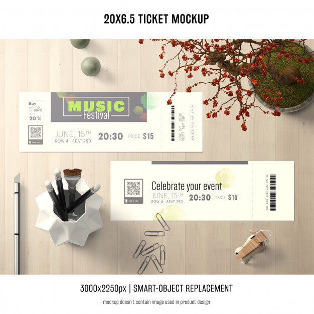 Free Ticket Mockup Psd