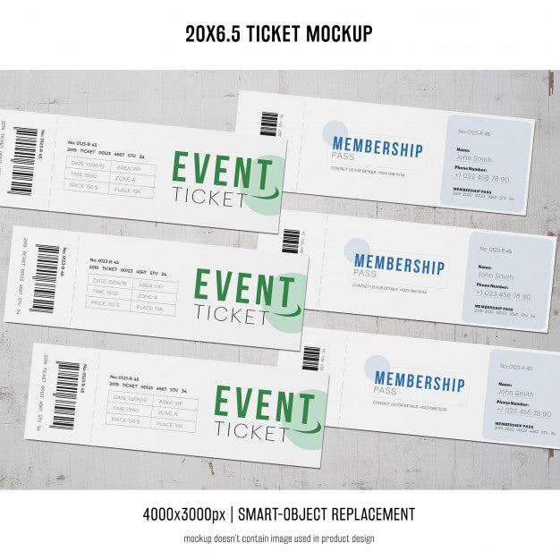 Free Ticket Mockup Psd