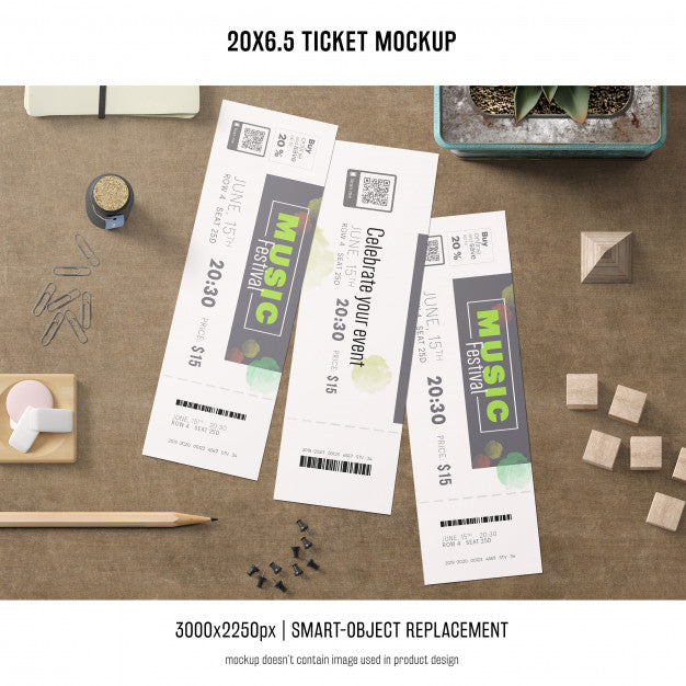 Free Ticket Mockup Psd