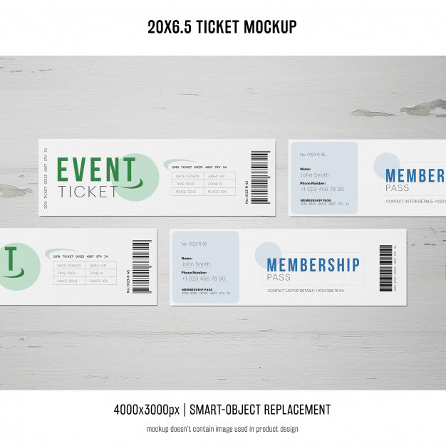 Free Ticket Mockup Psd