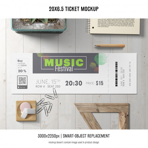 Free Ticket Mockup Psd