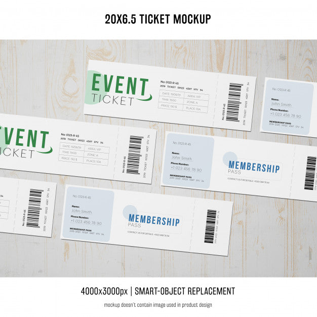 Free Ticket Mockup Psd