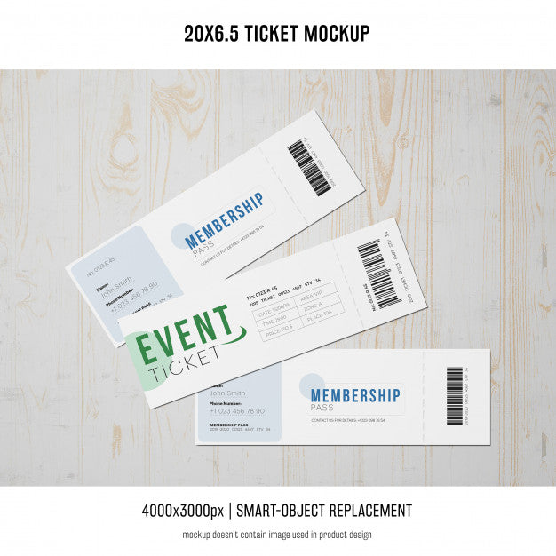 Free Ticket Mockup Psd