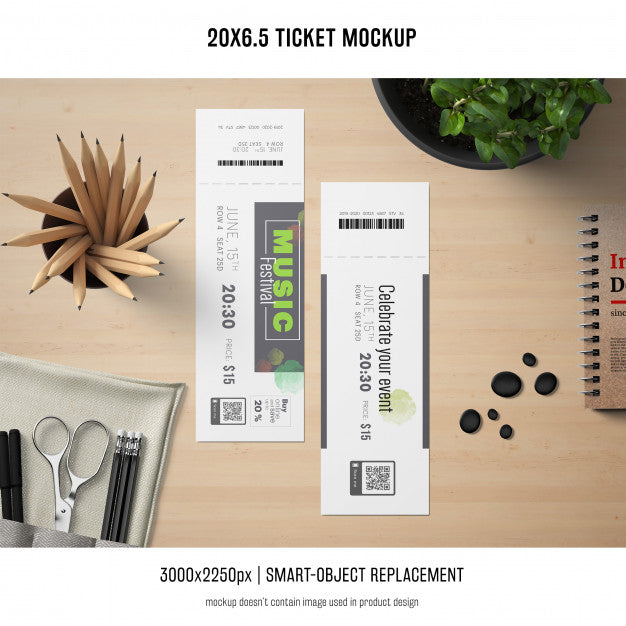 Free Ticket Mockup Psd