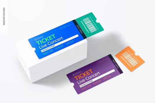 Free Ticket Mockup, Top View Psd