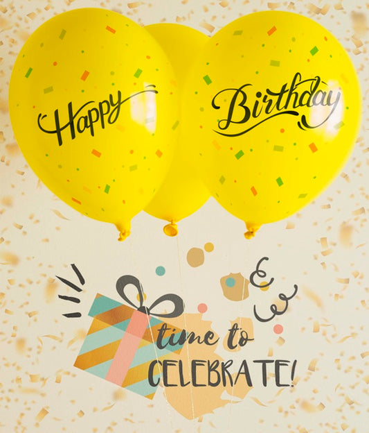 Free Time To Celebrate With Balloons And Confetti Psd