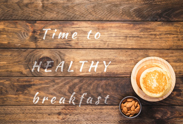 Free Time To Healthy Breakfast Quote On Wooden Board Psd