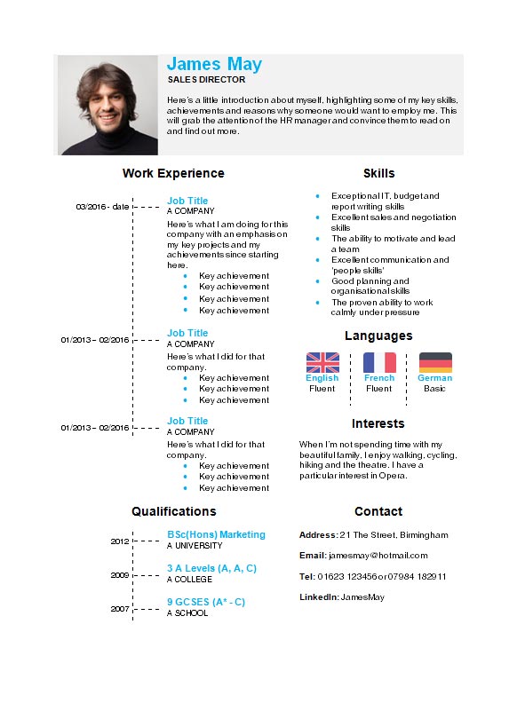 Free Timeline CV Resume Template in Microsoft Word (DOCX) Format