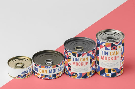 Free Tin Cans Arranged From Smallest To Bigger Psd