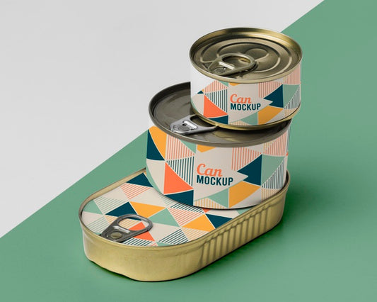 Free Tin Cans Stacked Psd