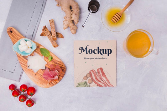 Free To View Breakfast Meal With Cardboard Mock-Up Psd