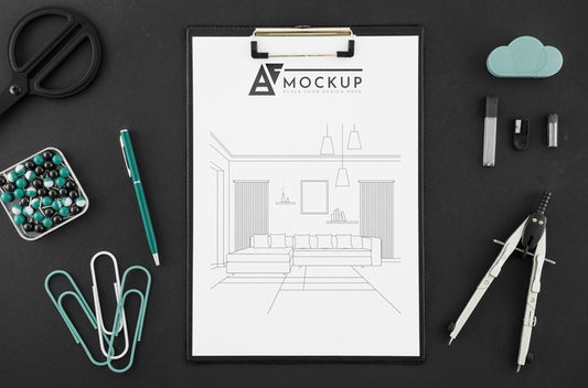 Free Top View Architecture Drawing With Mock-Up Psd