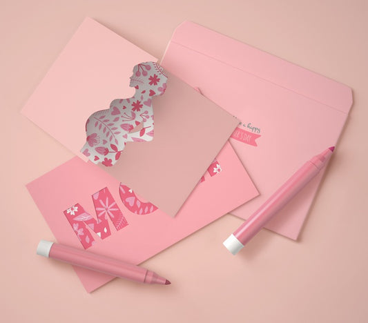 Free Top View Arrangement For Mother'S Day With Card Scene Creator Psd