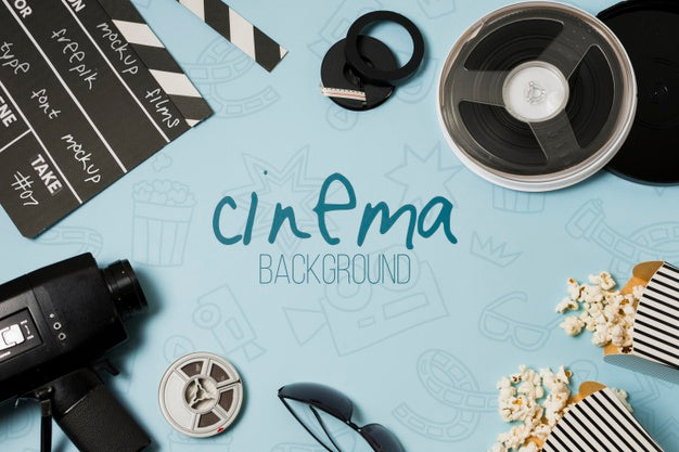 Free Top View Arrangement Of Cinema Elements Mock-Up Psd