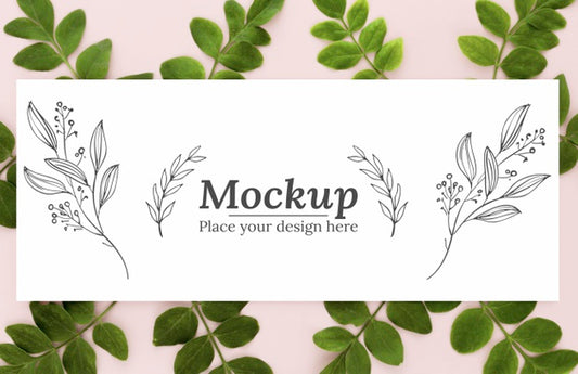 Free Top View Arrangement Of Green Leaves With Mock-Up Psd