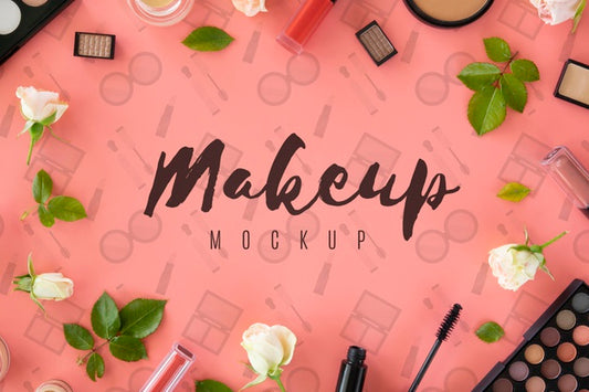 Free Top View Arrangement With Make-Up Products Psd