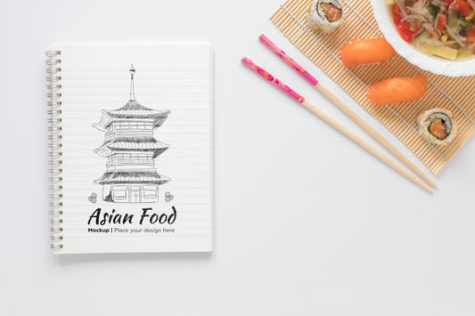 Free Top View Asian Food Concept Psd