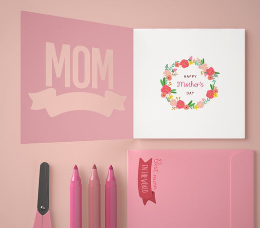 Free Top View Assortment For Mother'S Day With Card Psd