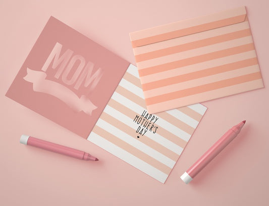 Free Top View Assortment For Mother'S Day With Card Scene Creator Psd
