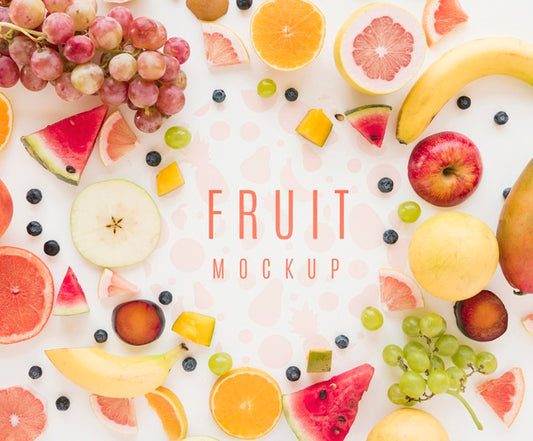 Free Top View Assortment Of Organic Fruits With Mock-Up Psd