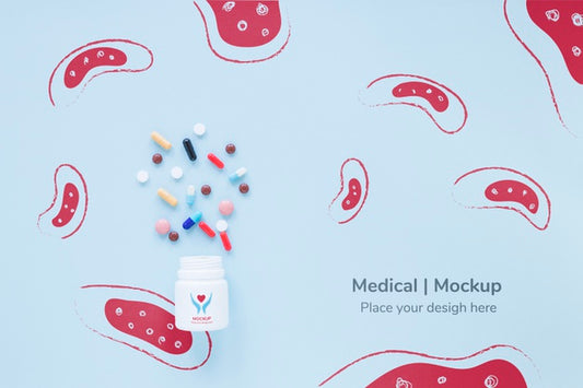 Free Top View Assortment Of Pills With Mock-Up Psd