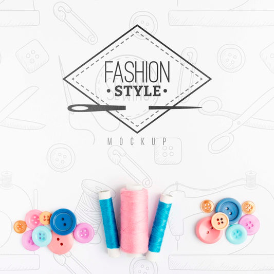 Free Top View Assortment Of Sewing Accessories With Mock-Up Psd