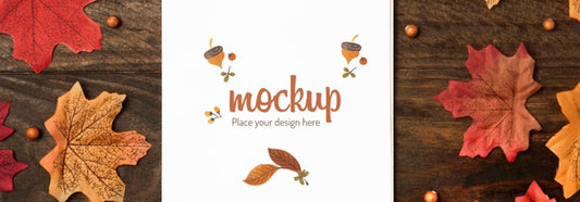 Free Top View Autumn Mock-Up With Leaves Psd