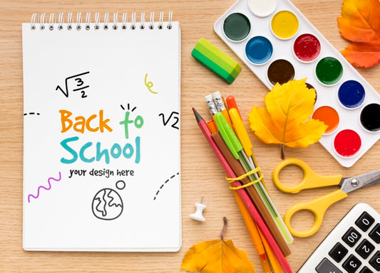 Free Top View Back To School Elements Composition Mock-Up Psd